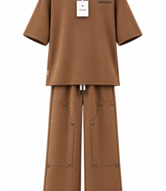 Men's brown streetwear co-ord set,